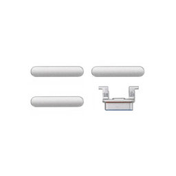 Apple iPhone 8, SE (2020), SE (2022) - Set gumbov za glasnost + vklop + tihi način (Silver, White)