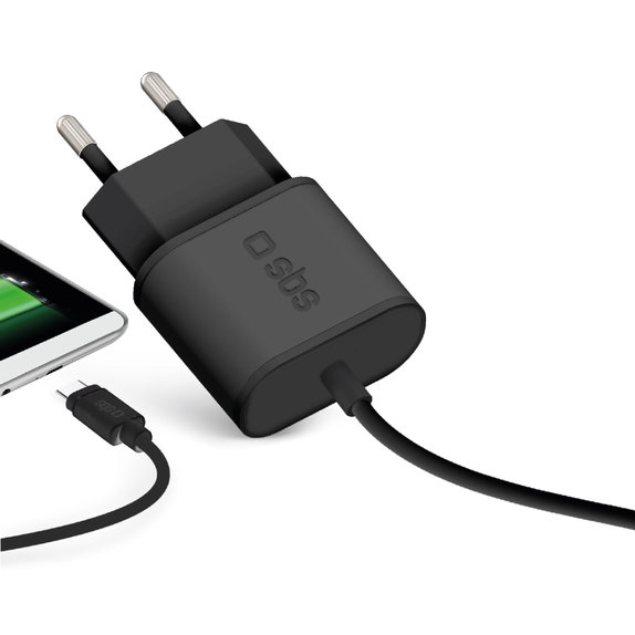 SBS - 10 W polnilni adapter z USB-C, črn