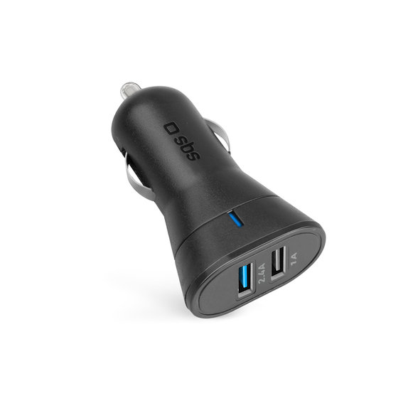 SBS - Avtopolnilec 2x USB, 2.4A, črn