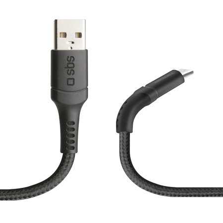 SBS - NEZLOMLJIV - Micro-USB / USB kabel (1m), črn