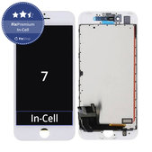 Zaslon In-Cell za iPhone 7, White, Steklo na dotik z okvirjem, FixPremium
