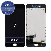 Zaslon In-Cell za iPhone 7, Black, Steklo na dotik z okvirjem, FixPremium