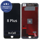 Zaslon In-Cell za iPhone 8 Plus, Black, Steklo na dotik z okvirjem, FixPremium