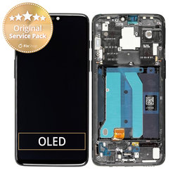OnePlus 6 - LCD zaslon + steklo na dotik + okvir (Mirror Black) - 2011100029 Genuine Service Pack