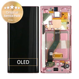 Samsung Galaxy Note 10 - LCD zaslon + steklo na dotik + okvir (Aura Pink) - GH82-20818F, GH82-20817F Genuine Service Pack