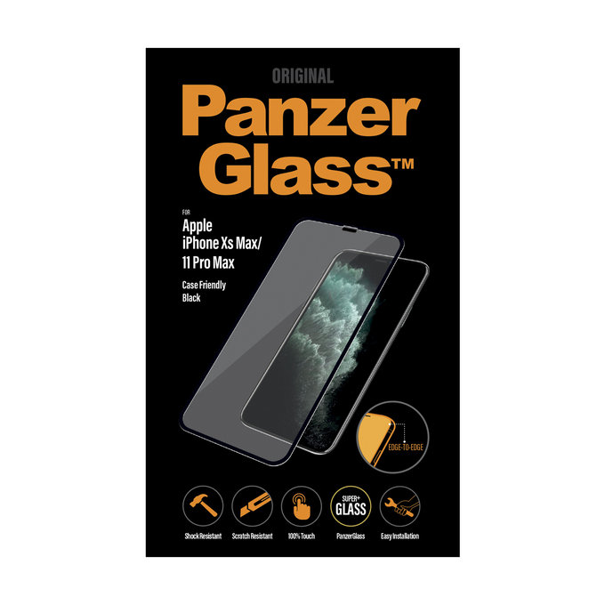 PanzerGlass - Kaljeno Steklo Case Friendly za iPhone XS Max in 11 Pro Max, črn