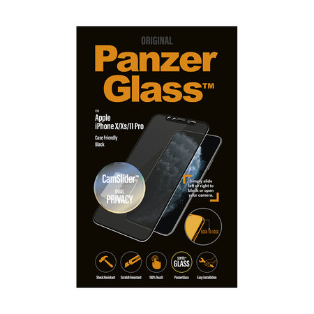 PanzerGlass - Tempered Glass Case Friendly CamSlider Privacy za iPhone X, XS in 11 Pro, črna