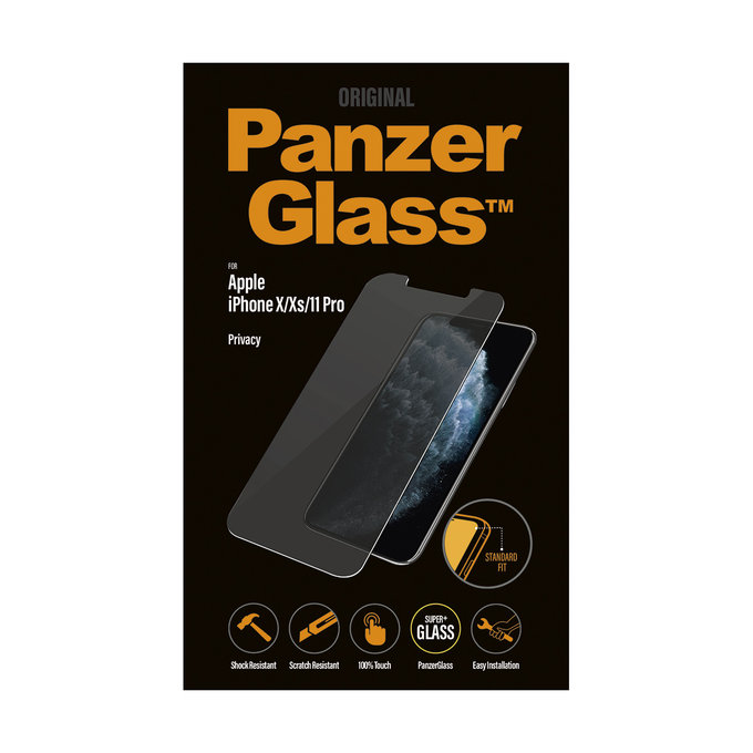 PanzerGlass - Kaljeno Steklo Privacy Standard Fit za iPhone X, XS in 11 Pro, transparent