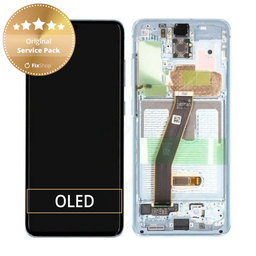 Samsung Galaxy S20 G980F - LCD zaslon + steklo na dotik + okvir (Cloud Blue) - GH82-22123D, GH82-22131D Genuine Service Pack