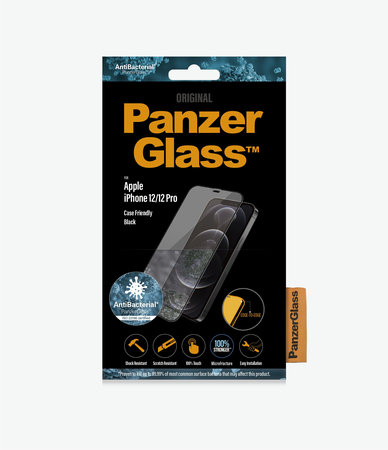 PanzerGlass - Kaljeno Steklo Case Friendly AB za iPhone 12 in 12 Pro, črn