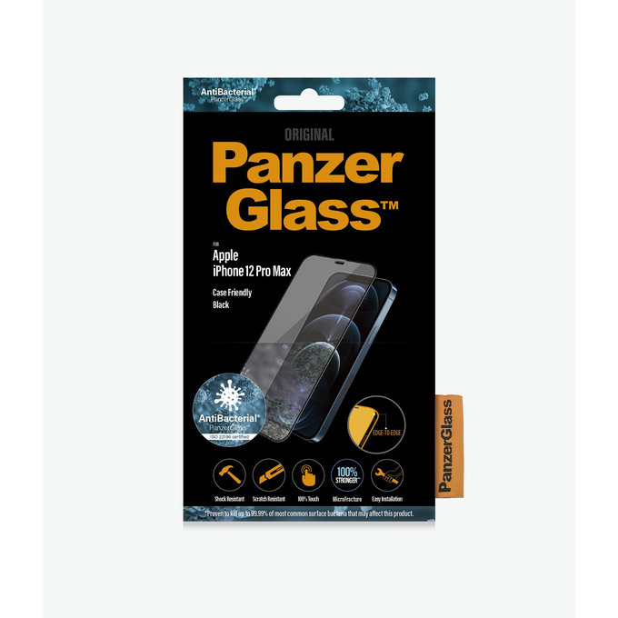 PanzerGlass - Kaljeno Steklo Case Friendly AB za iPhone 12 Pro Max, črn