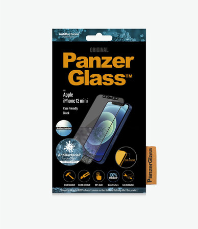 PanzerGlass - Kaljeno Steklo Case Friendly AntiGlare za iPhone 12 mini, črn