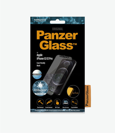 PanzerGlass - Kaljeno Steklo Case Friendly AntiGlare za iPhone 12 in 12 Pro, črn