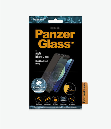 PanzerGlass - Kaljeno Steklo Privacy Case Friendly AB za iPhone 12 mini, črn