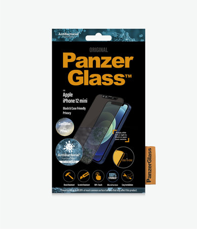 PanzerGlass - Kaljeno Steklo Privacy Case Friendly CamSlider AB za iPhone 12 mini, črn