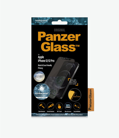 PanzerGlass - Kaljeno Steklo Privacy Case Friendly CamSlider AB za iPhone 12 in 12 Pro, črn