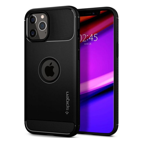 Spigen - Ovitek Rugged Armor za iPhone 12 a 12 Pro, črna