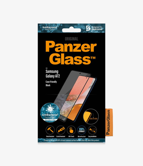 PanzerGlass - Kaljeno Steklo Case Friendly AB za Samsung Galaxy A72, črn
