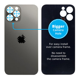 Apple iPhone 12 Pro Max - Steklo zadnjega ohišja s povečano odprtino za kamero (Graphite)