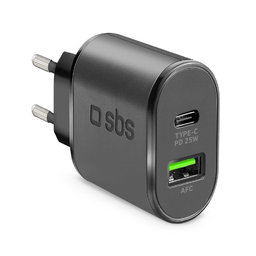 SBS - 25 W USB polnilec, USB-C, črn