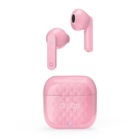 SBS - TWS Air Free brezžične slušalke s polnilnim ohišjem 250 mAh, roza