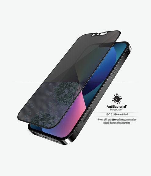 PanzerGlass - Kaljeno Steklo Case Friendly Privacy AB za iPhone 13, 13 Pro in 14, črn