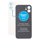 Apple iPhone 12 Mini - Steklo zadnjega ohišja s povečano luknjo za kamero (White)