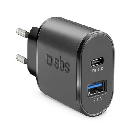 SBS - 10 W USB polnilec, USB-C, črn