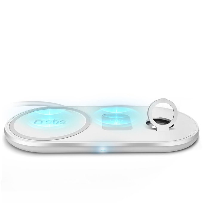 SBS - Brezžični polnilec 3 v 1, bel