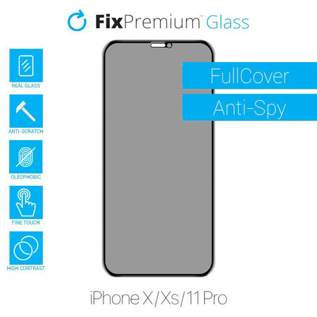 FixPremium Privacy Anti-Spy Glass - Kaljeno Steklo za iPhone X, XS in 11 Pro