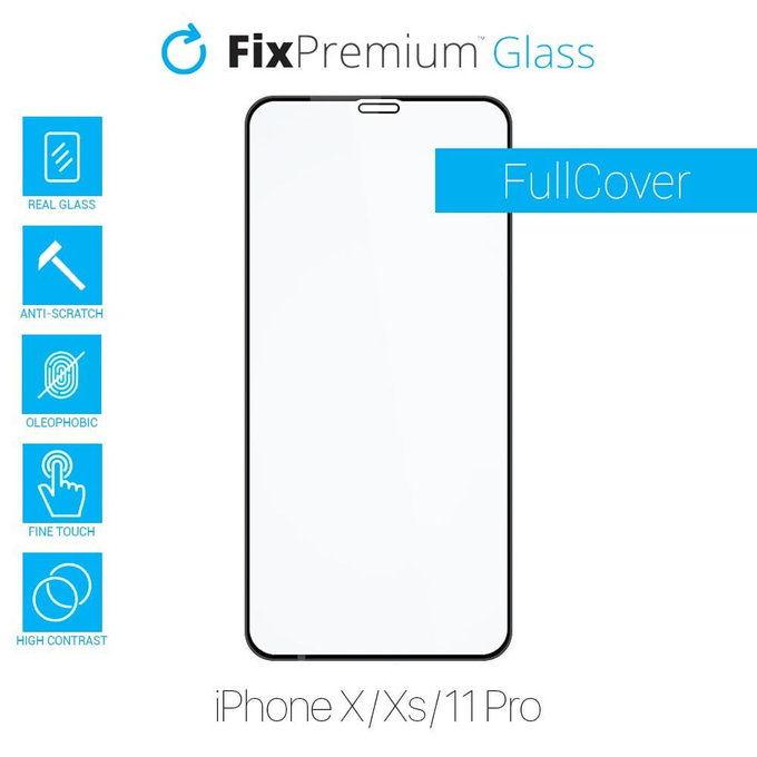 FixPremium FullCover Glass - Kaljeno Steklo za iPhone X, XS in 11 Pro