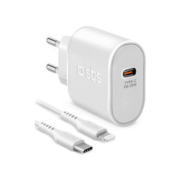 SBS - 20 W USB-C PowerDelivery polnilni adapter + Lightning kabel (1 m), bel