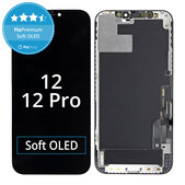 Zaslon Soft OLED za iPhone 12, 12 Pro, Steklo na dotik z okvirjem, FixPremium
