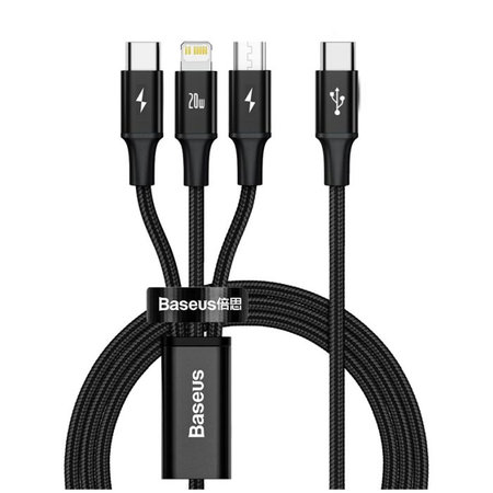 Baseus - Kabel - USB-C 3v1 (USB-C, Lightning, Micro-USB) (1,5m), črna