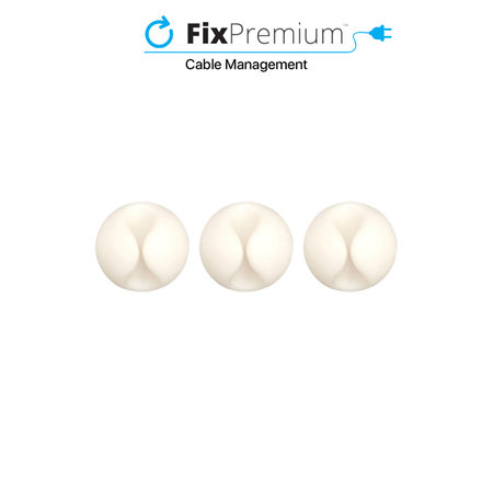 FixPremium - Organizator za kable - Držalo za kable - Komplet 3 kosov, bel