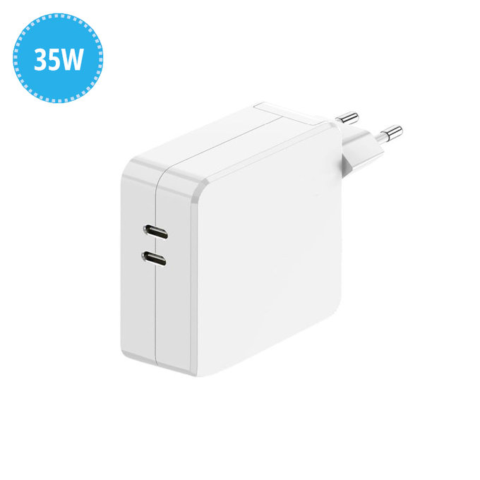 Dual USB-C polnilni adapter, 35W, združljiv z Apple