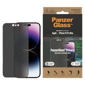 Kaljeno steklo UWF Privacy AB z aplikatorjem za iPhone 14 Pro Max, Črna, PanzerGlass
