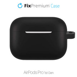 FixPremium - Silikonski ovitek s karabinom za AirPods Pro, črn