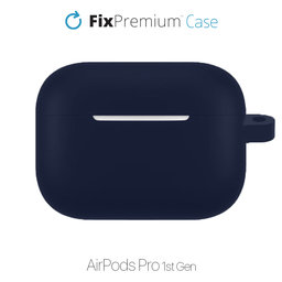 FixPremium - Silikonski ovitek s karabinom za AirPods Pro, moder
