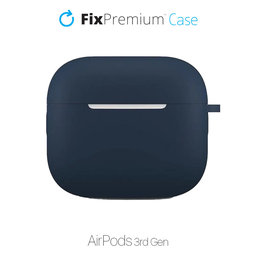 FixPremium - Silikonski ovitek s karabinom za AirPods 3, moder
