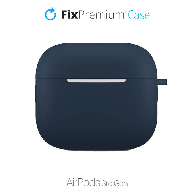 FixPremium - Silikonski ovitek s karabinom za AirPods 3, moder