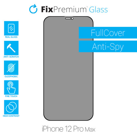 FixPremium Privacy Anti-Spy Glass - Kaljeno Steklo za iPhone 12 Pro Max