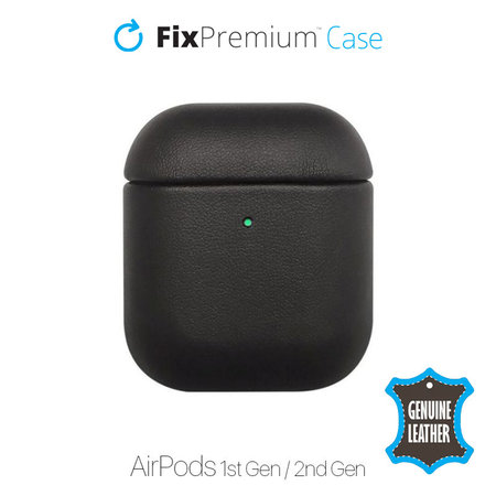 FixPremium - Usnjena torbica za AirPods 1 in 2, črna