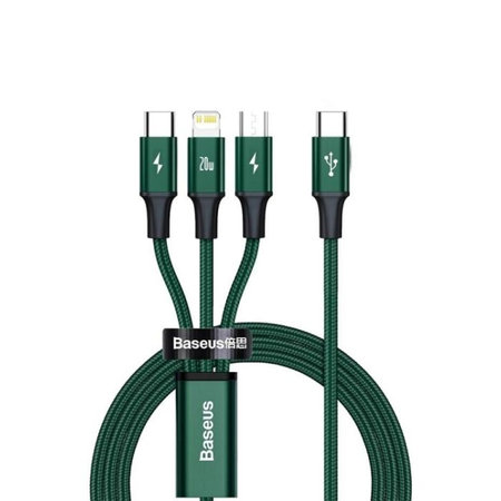 Baseus - Kabel - USB-C 3v1 (2x USB-C, Lightning) (1,5m), rdeča