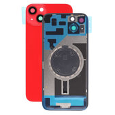 Apple iPhone 14 Plus - Steklo zadnjega ohišja + Leča kamere + Kovinska plošča + Magsafe magnet (Red)