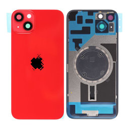 Apple iPhone 14 Plus - Steklo zadnjega ohišja + Leča kamere + Kovinska plošča + Magsafe magnet (Red)