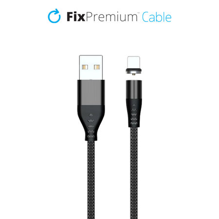 FixPremium - Lightning/USB magnetni kabel (1m), črn