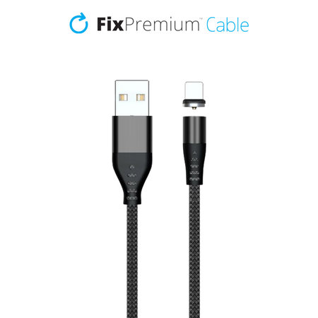 FixPremium - Magnetni kabel Lightning / USB (2m), črn