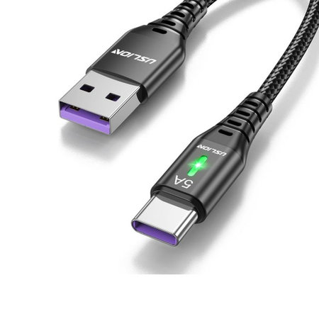 FixPremium - USB-C / USB kabel z LED indikatorjem (1m), črn