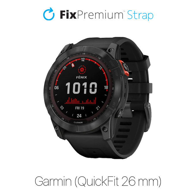 FixPremium - Silikonski trak za Garmin (QuickFit 26mm), črn